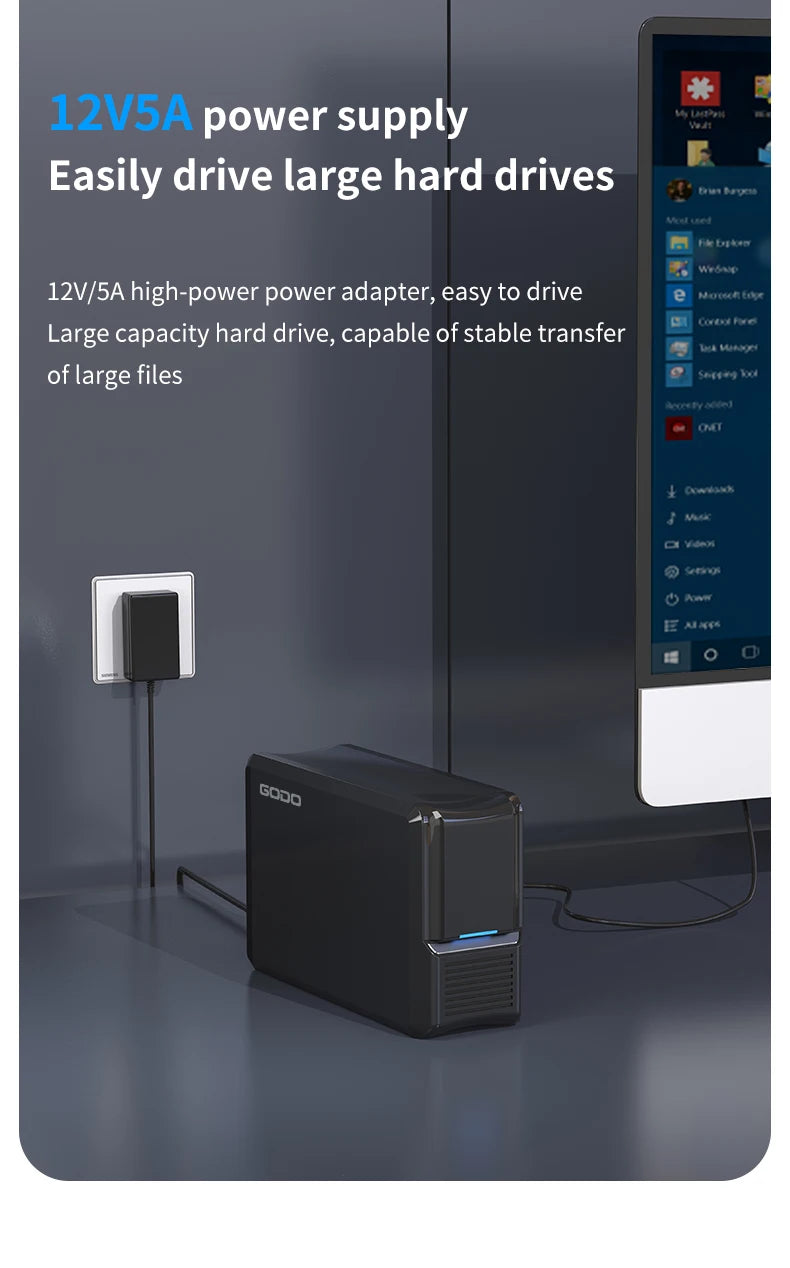 GODO Dual Bay RAID Hard Drive Enclosure 3.5