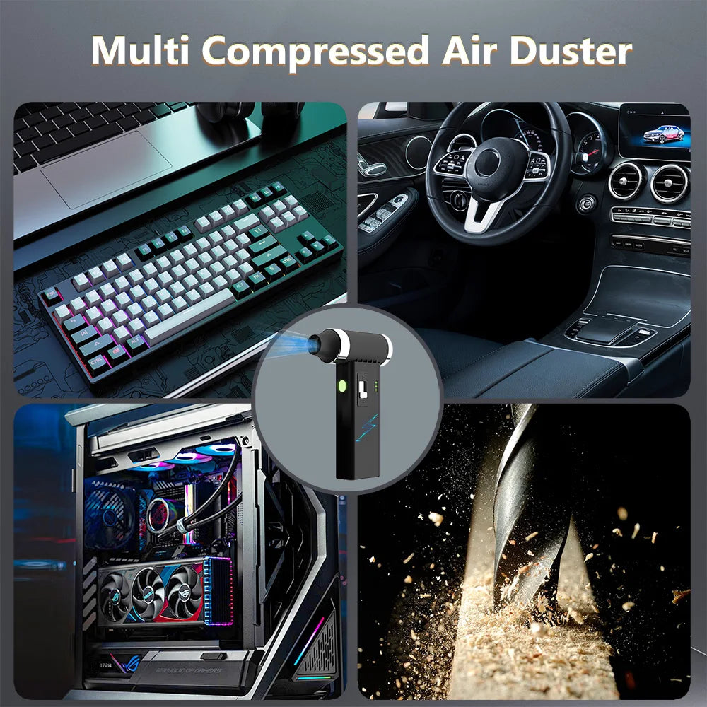 110000RPM Powfull Cordless Compressed Air Duster, Rechargeable Brushless