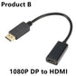 4K DP to HDMI-compatible Adapter Converter DisplayPort to