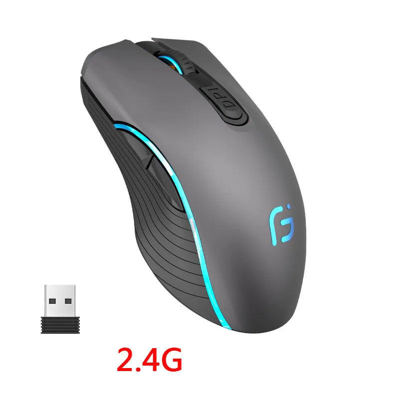 Rechargeable Computer Mouse Dual Mode Bluetooth+2.4Ghz Wireless USB