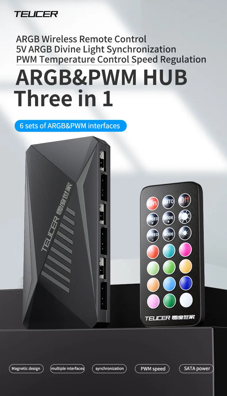 TEUCER 3 in 1 Fan Hub 4Pin PWM