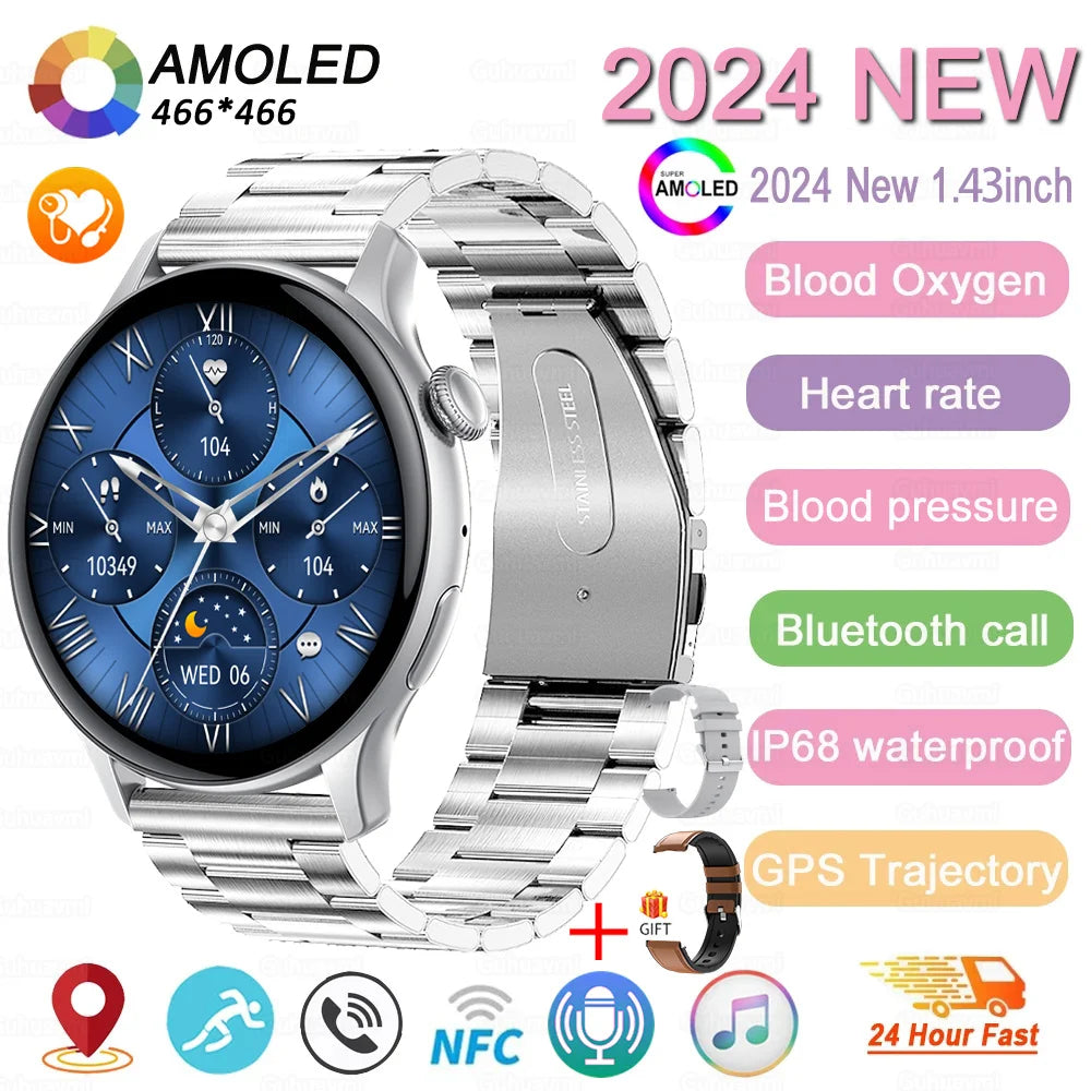 2024 New GPS Smart Watch Women True AMOLED