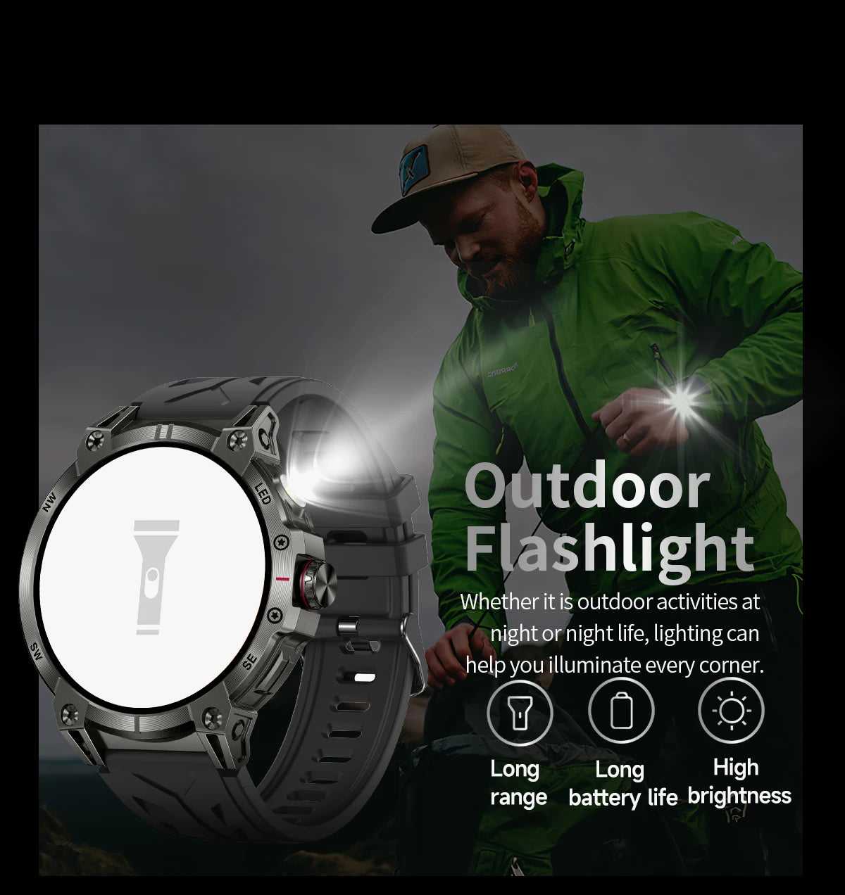 LIGE 760mAh Large Battery Outdoor Smart Watch Men