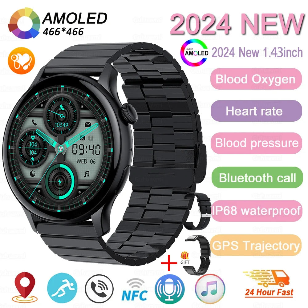 2024 New GPS Smart Watch Women True AMOLED