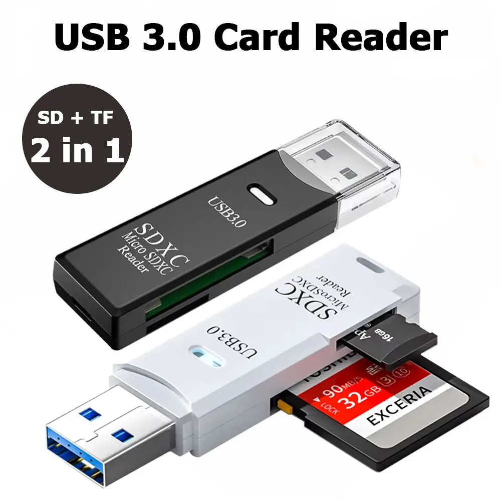 2 Pcs Card Reader USB 3.0 USB to