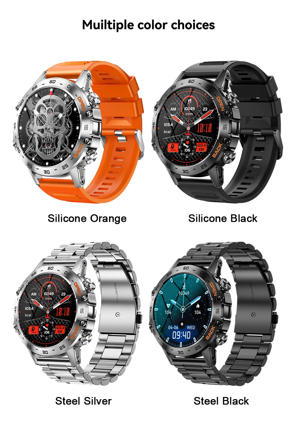 MEVADEN Steel 1.39 Bluetooth Call Smart Watch Men