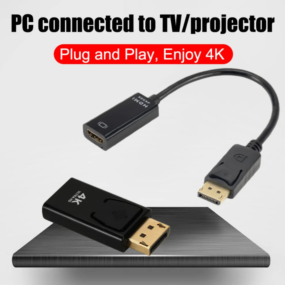 4K DP to HDMI-compatible Adapter Converter DisplayPort to