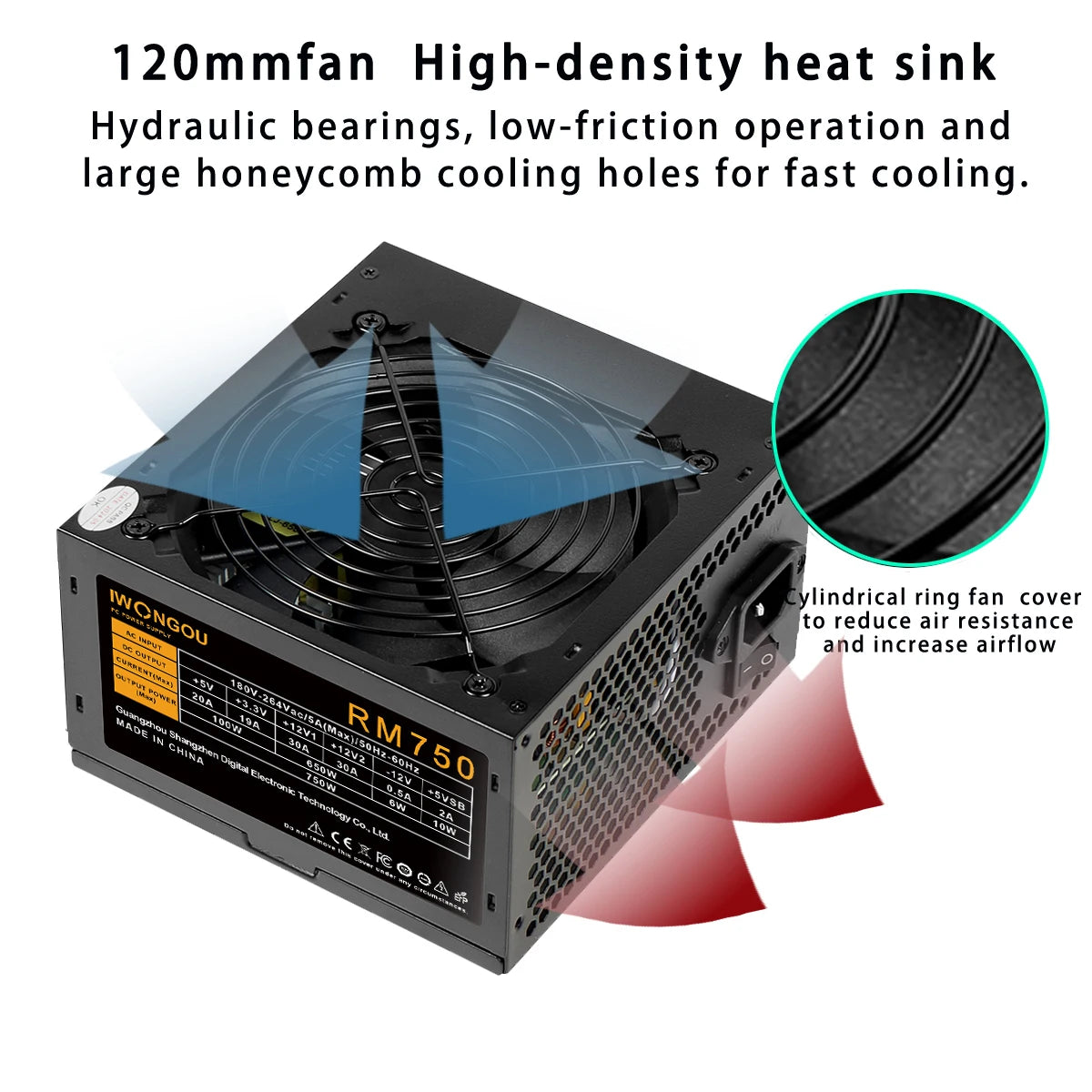 IWONGOU PC Power Supply Unit 500W 600W 750W