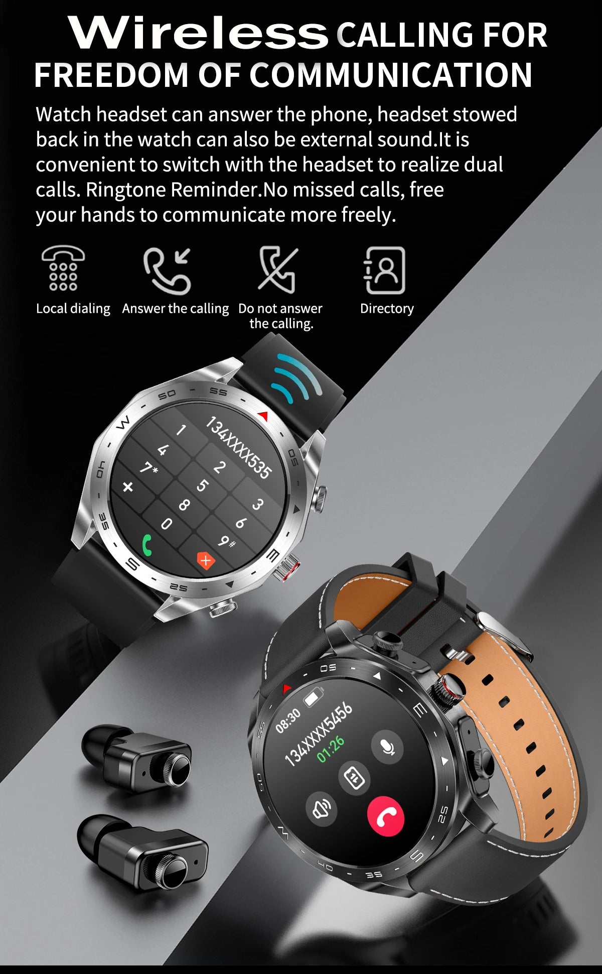 2024 New Smart Watch TWS 2-in-1 Bluetooth Earphones