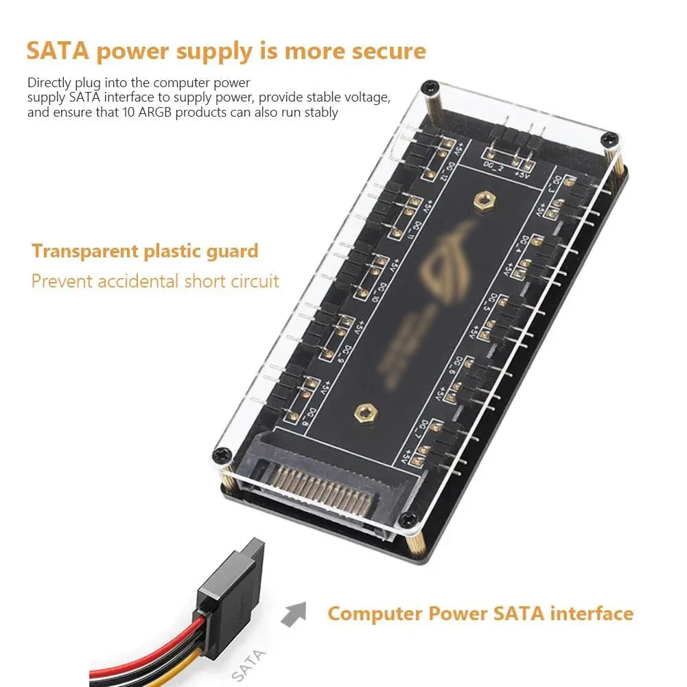 ARGB Connector 1 To 10 Port Splitter Hub