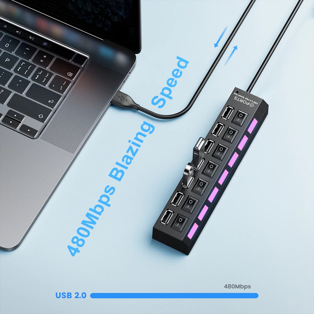 USB 2.0 Hub Multi USB Splitter Ports Hub