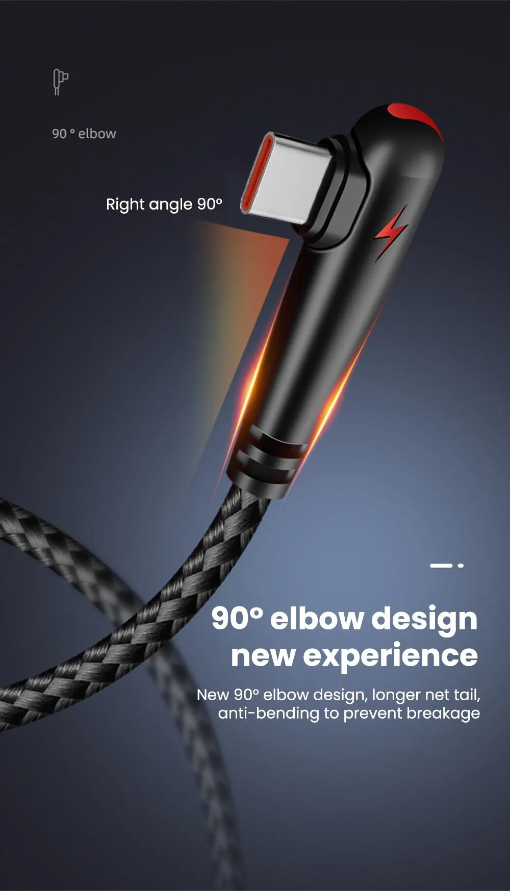 90 Degree Elbow Type C USB Fast Charging