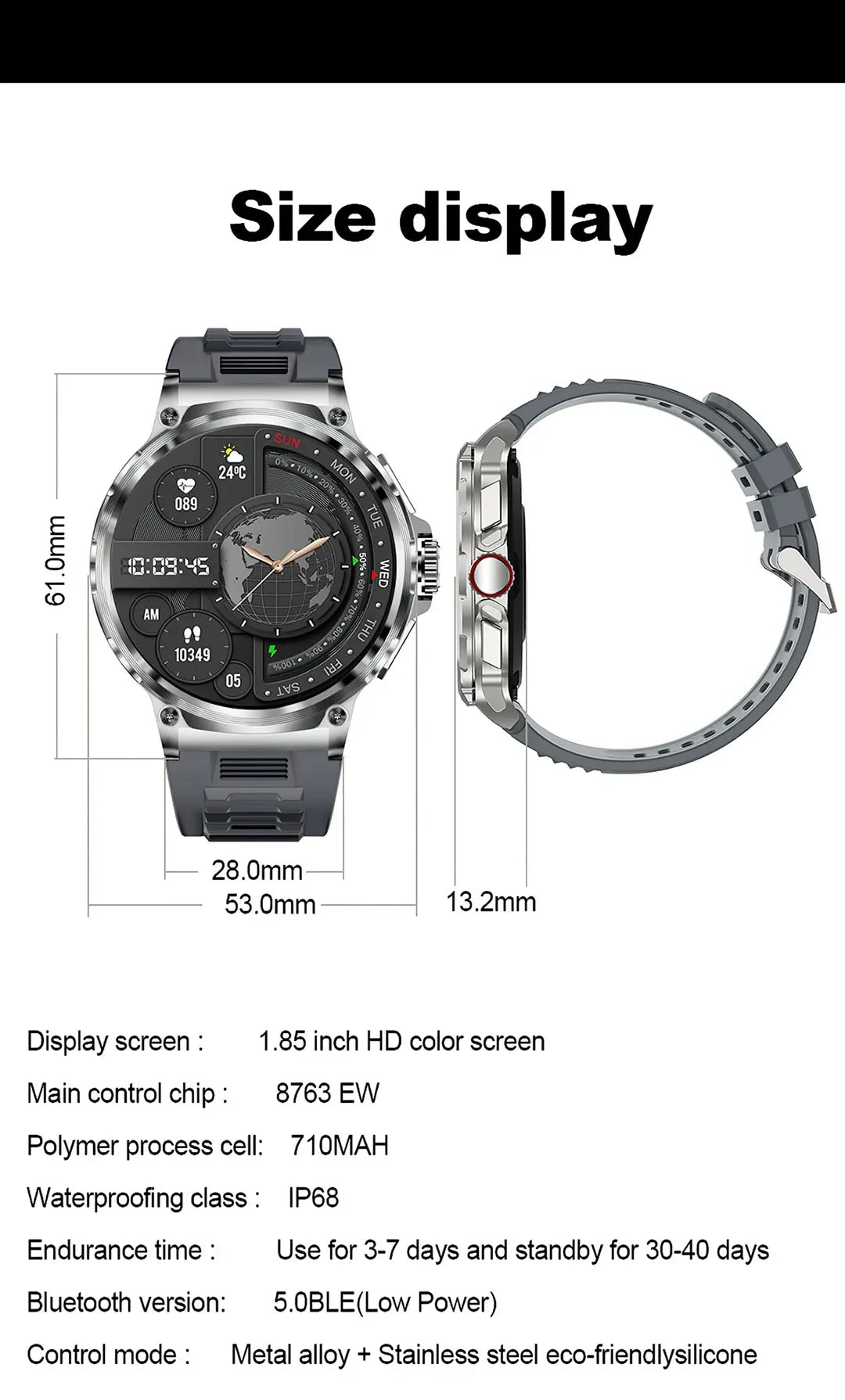 New 710mAh Bluetooth Call Smart Watch Men Sports