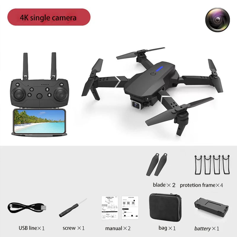Hot-Selling E88 Smart Drone, One-Click Takeoff, Dual Camera