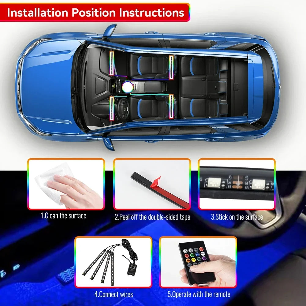 Neon 36 48 72 LED Car Interior Ambient