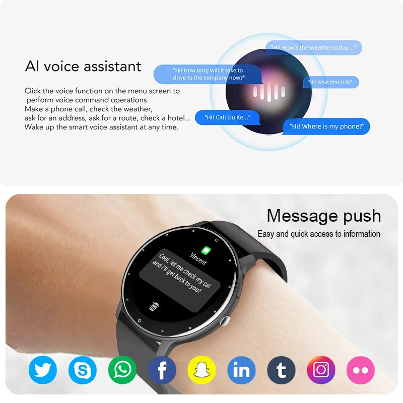 LIGE Smart Watch Women Men Full Touch Screen Bluetooth