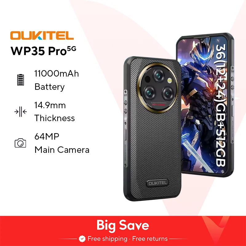 Oukitel WP35 Pro Rugged Smartphone 5G 11000mAh 36GB+512GB