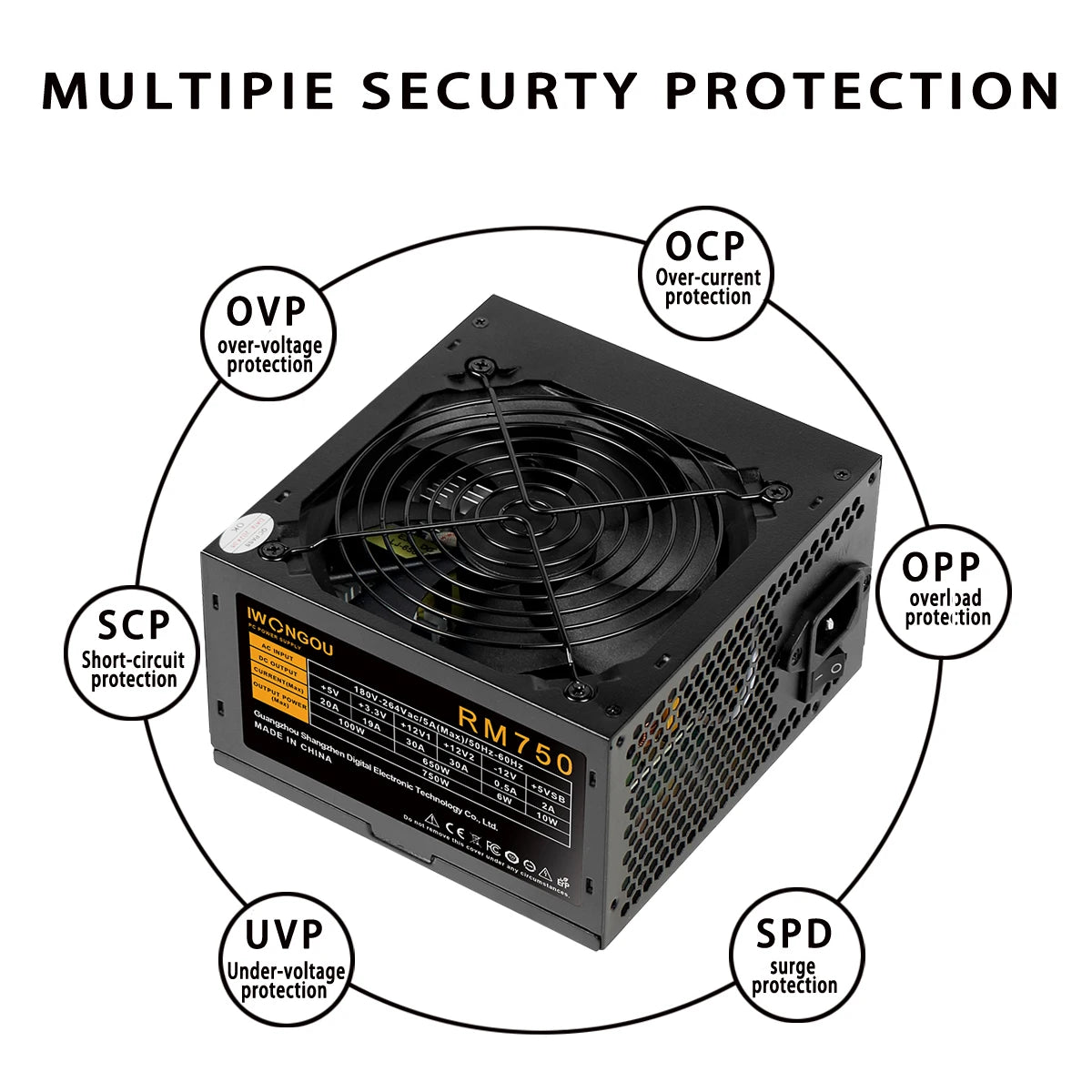 IWONGOU PC Power Supply Unit 500W 600W 750W