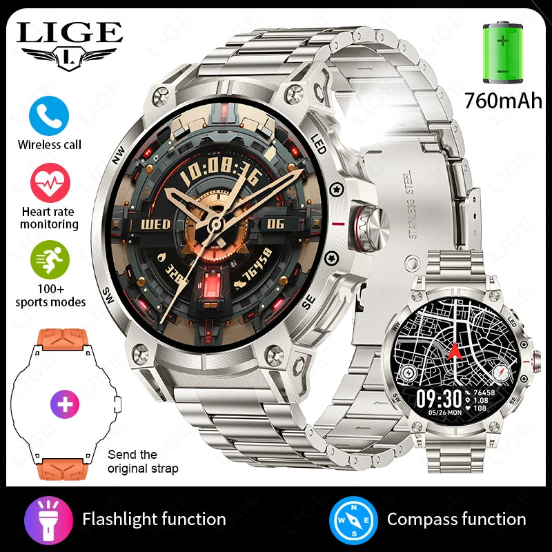 LIGE 760mAh Large Battery Outdoor Smart Watch Men